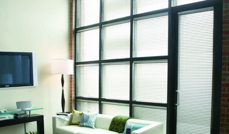 Metal Blinds in a living room.